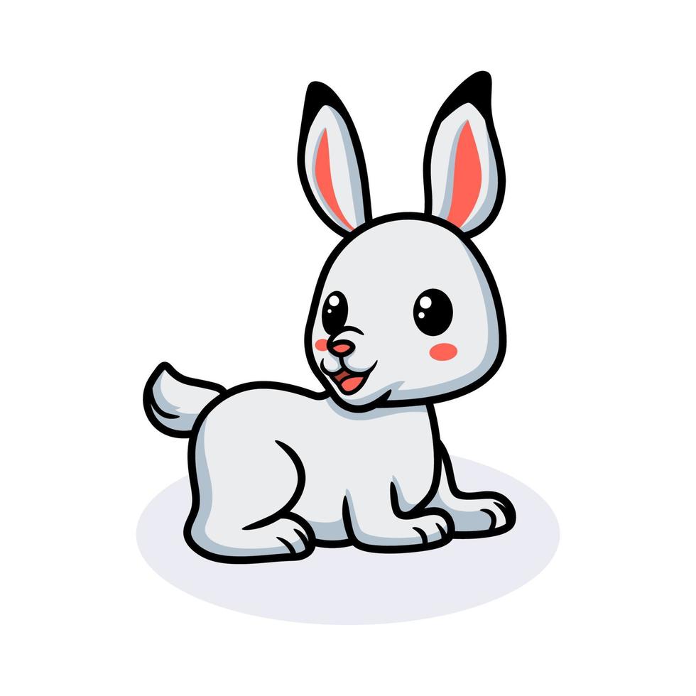 Cute little white rabbit cartoon vector