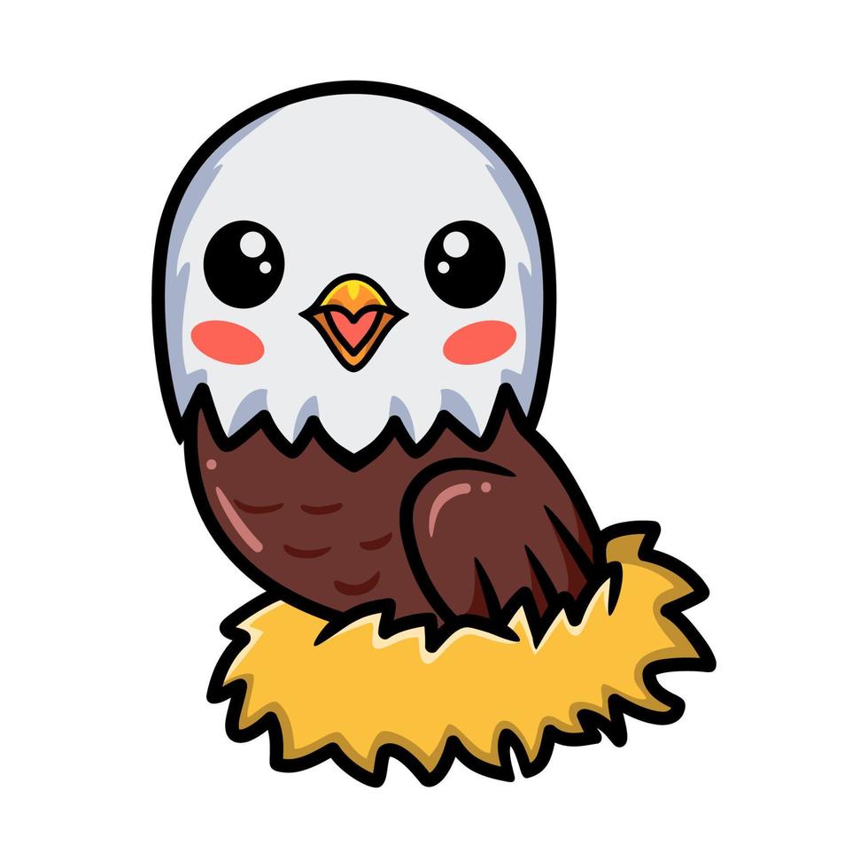 Cute little eagle cartoon in nest vector