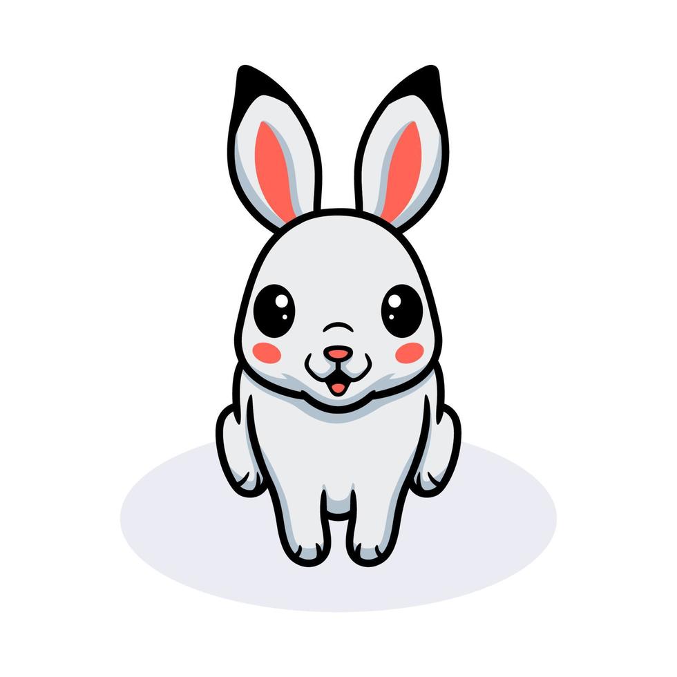 Cute little white rabbit cartoon vector