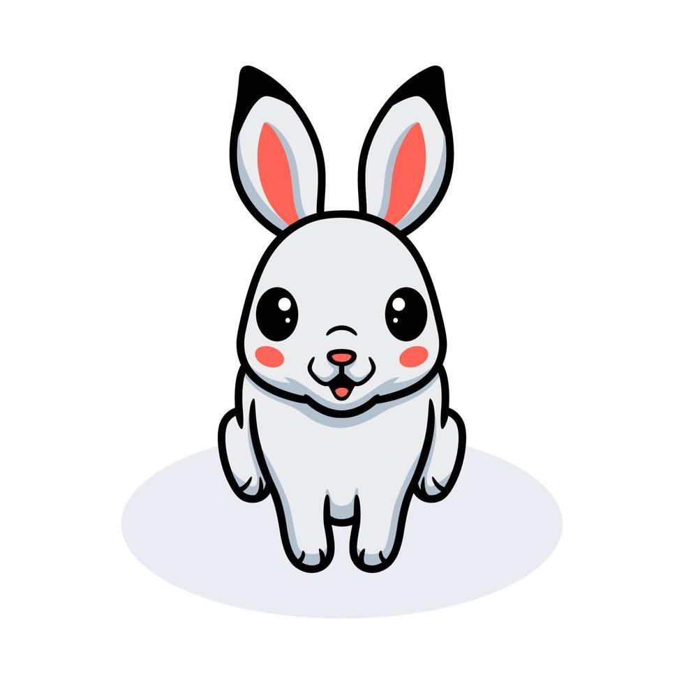 Cute little white rabbit cartoon vector