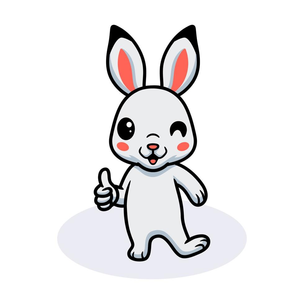 Cute little rabbit cartoon giving thumb up vector