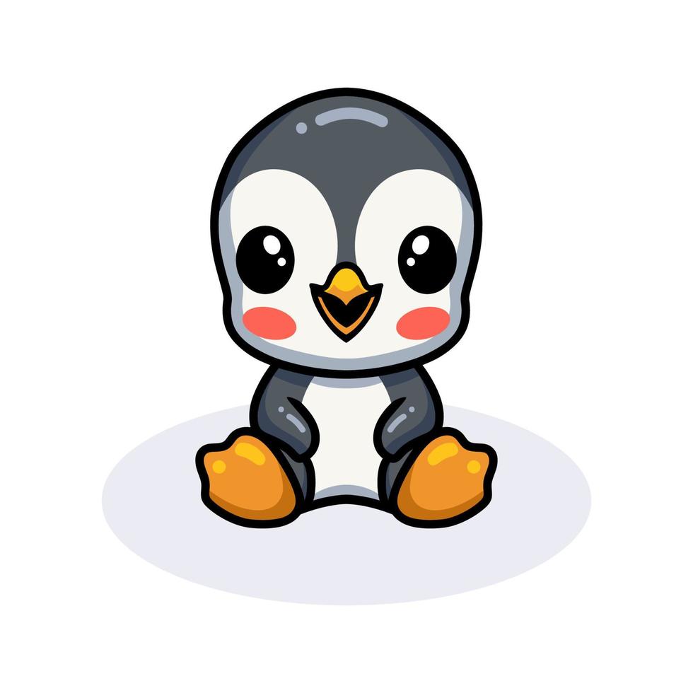 Cute little penguin cartoon sitting vector