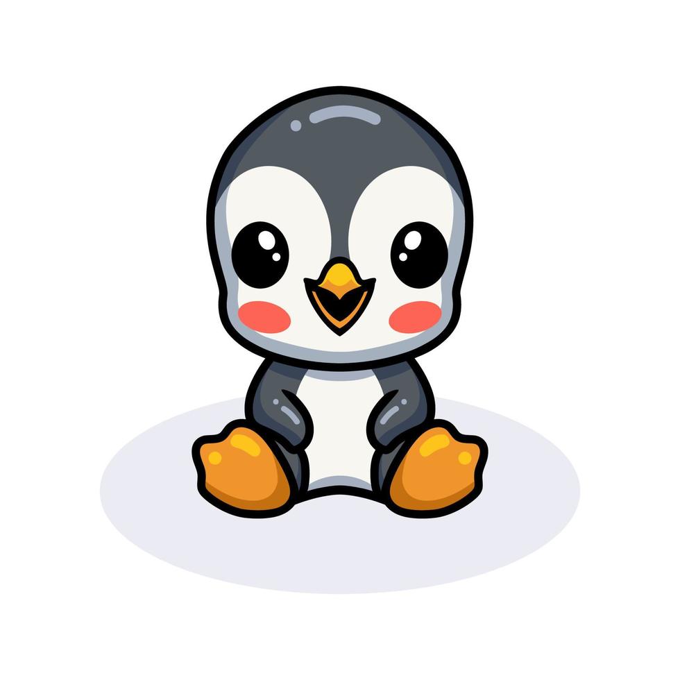 lindo pequeño pingüino de dibujos animados sentado vector