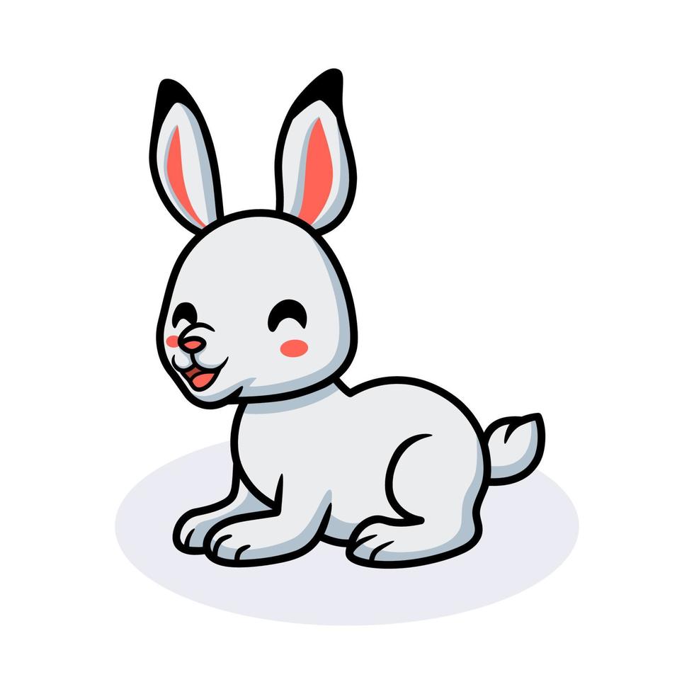 Cute little white rabbit cartoon vector