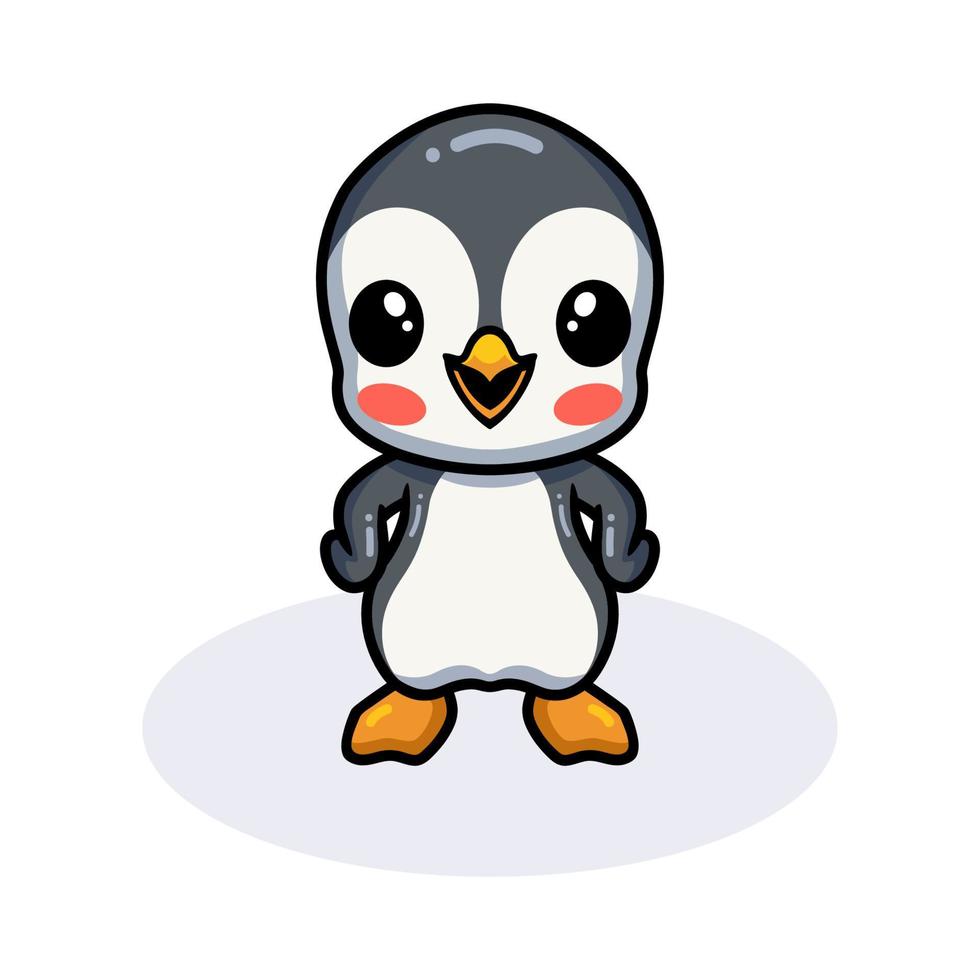 lindo pequeño pingüino de dibujos animados de pie vector