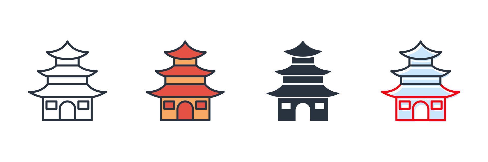 Ilustración de vector de logotipo de icono de pagoda. plantilla de símbolo de pagoda para la colección de diseño gráfico y web