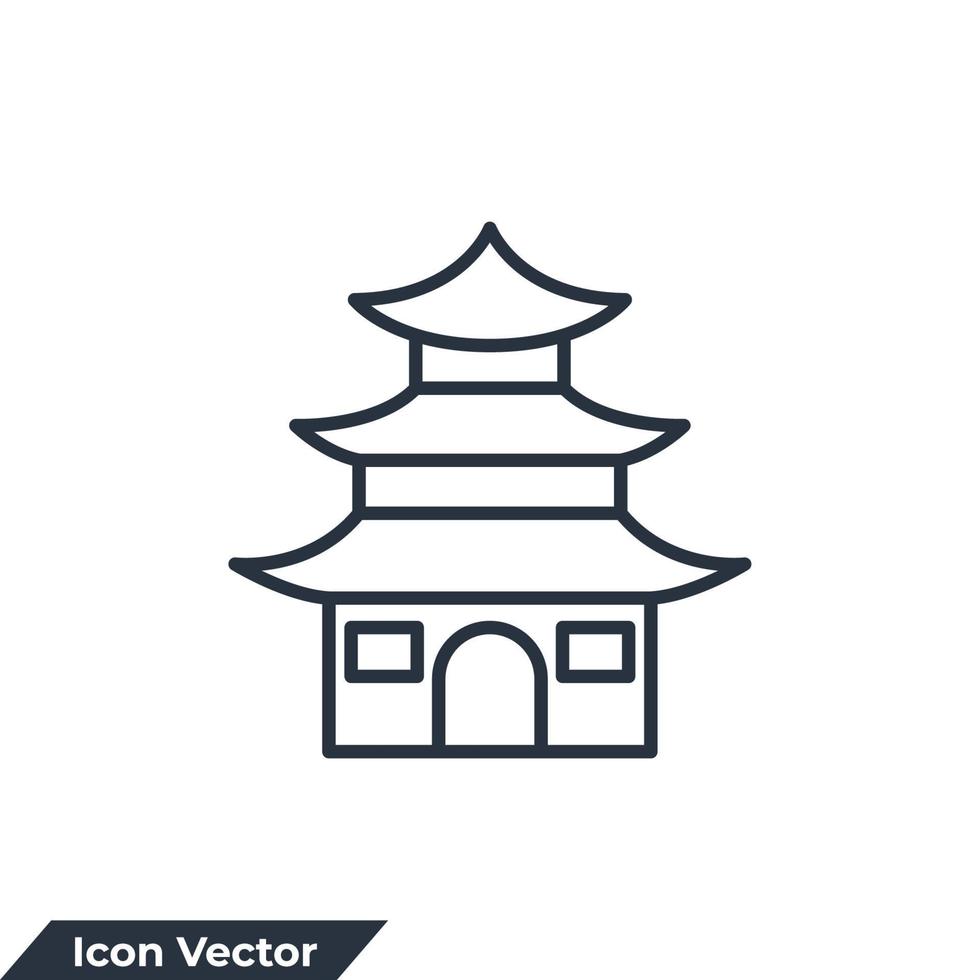 Ilustración de vector de logotipo de icono de pagoda. plantilla de símbolo de pagoda para la colección de diseño gráfico y web