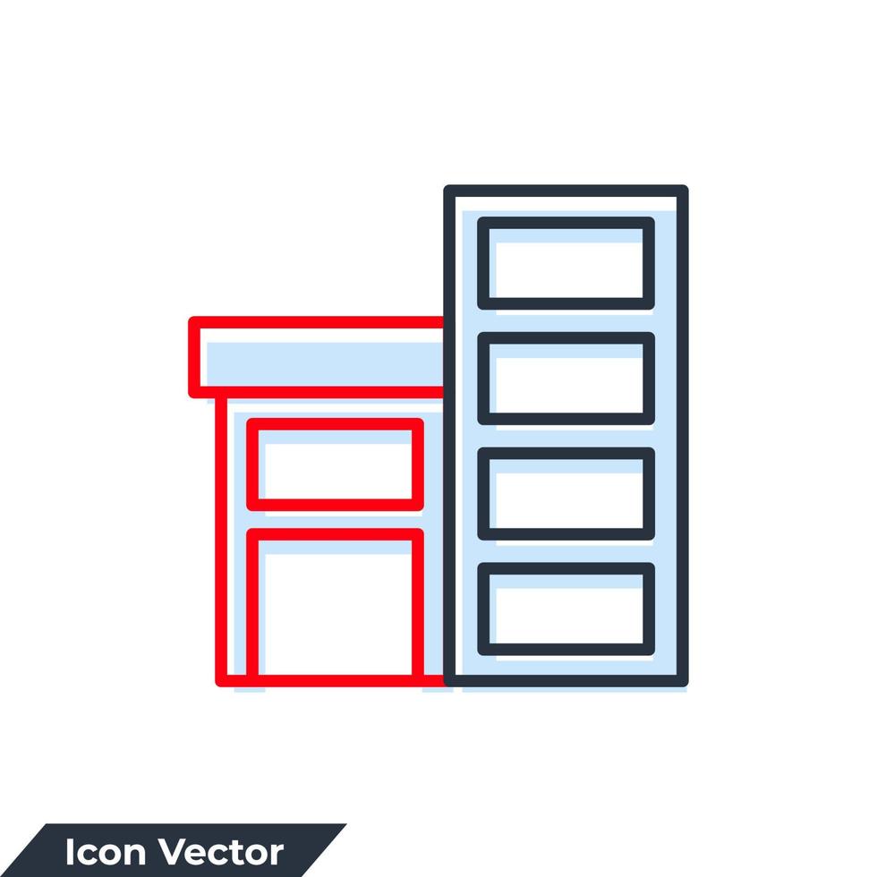 Ilustración de vector de logotipo de icono de edificio de centro comercial. plantilla de símbolo de edificio de supermercado para colección de diseño gráfico y web