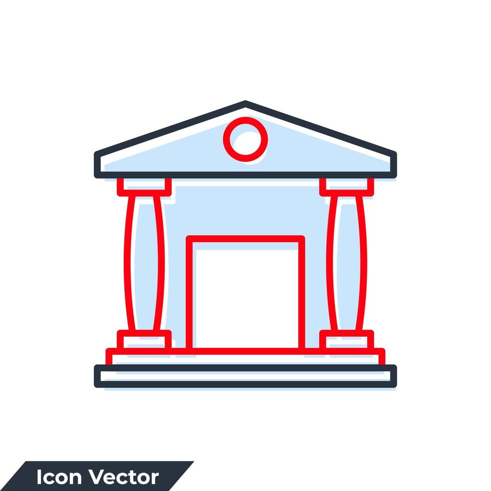 Ilustración de vector de logotipo de icono de edificio de banco. plantilla de símbolo de banco para la colección de diseño gráfico y web