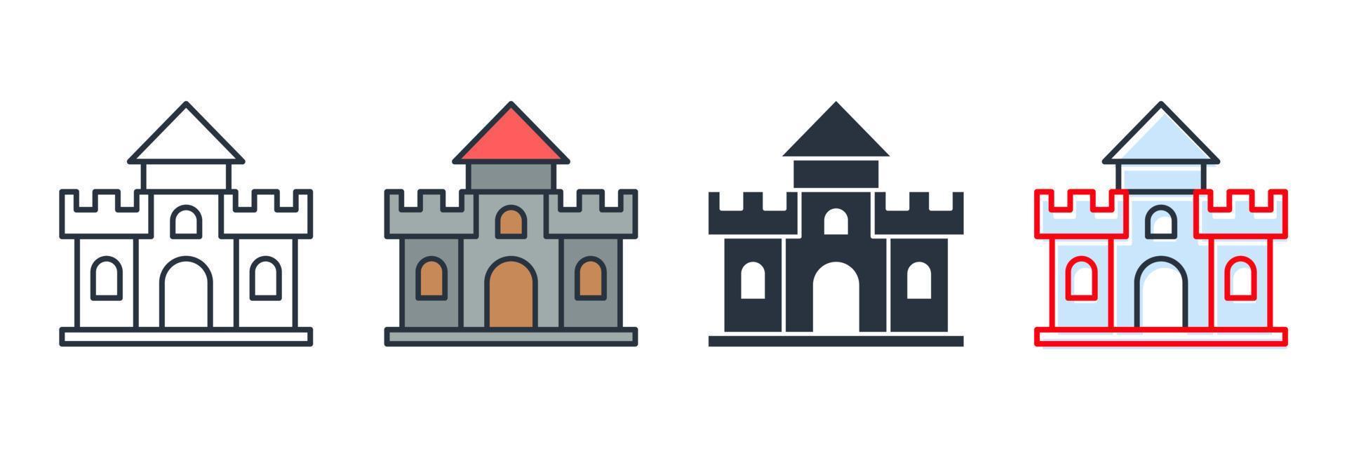 Ilustración de vector de logotipo de icono de edificio de fortaleza. plantilla de símbolo de fortaleza para la colección de diseño gráfico y web