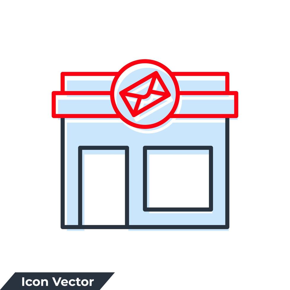 Ilustración de vector de logotipo de icono de edificio de oficina de correos. plantilla de símbolo de oficina de correos para la colección de diseño gráfico y web