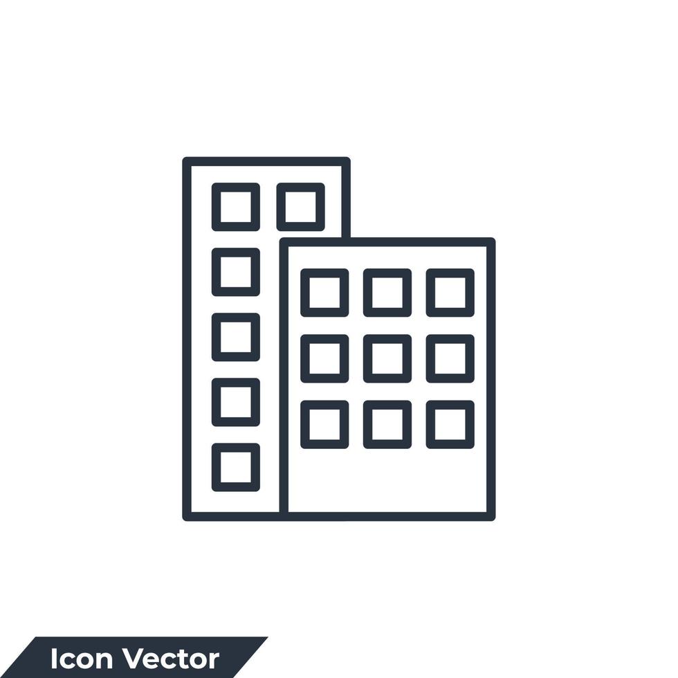 Ilustración de vector de logotipo de icono de edificio de oficinas. plantilla de símbolo de apartamento para la colección de diseño gráfico y web