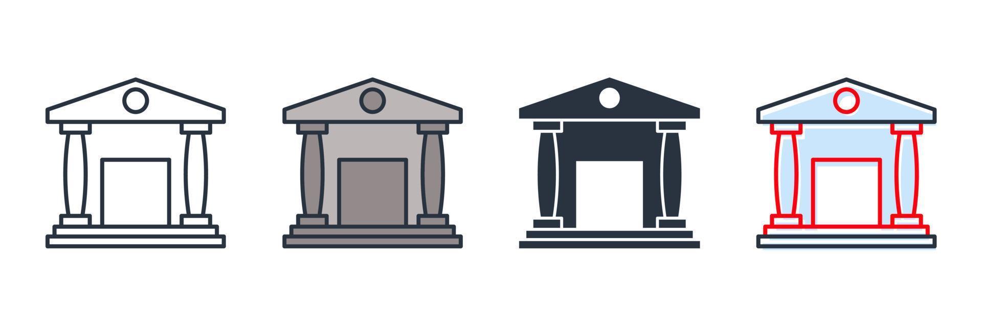 Ilustración de vector de logotipo de icono de edificio de banco. plantilla de símbolo de banco para la colección de diseño gráfico y web