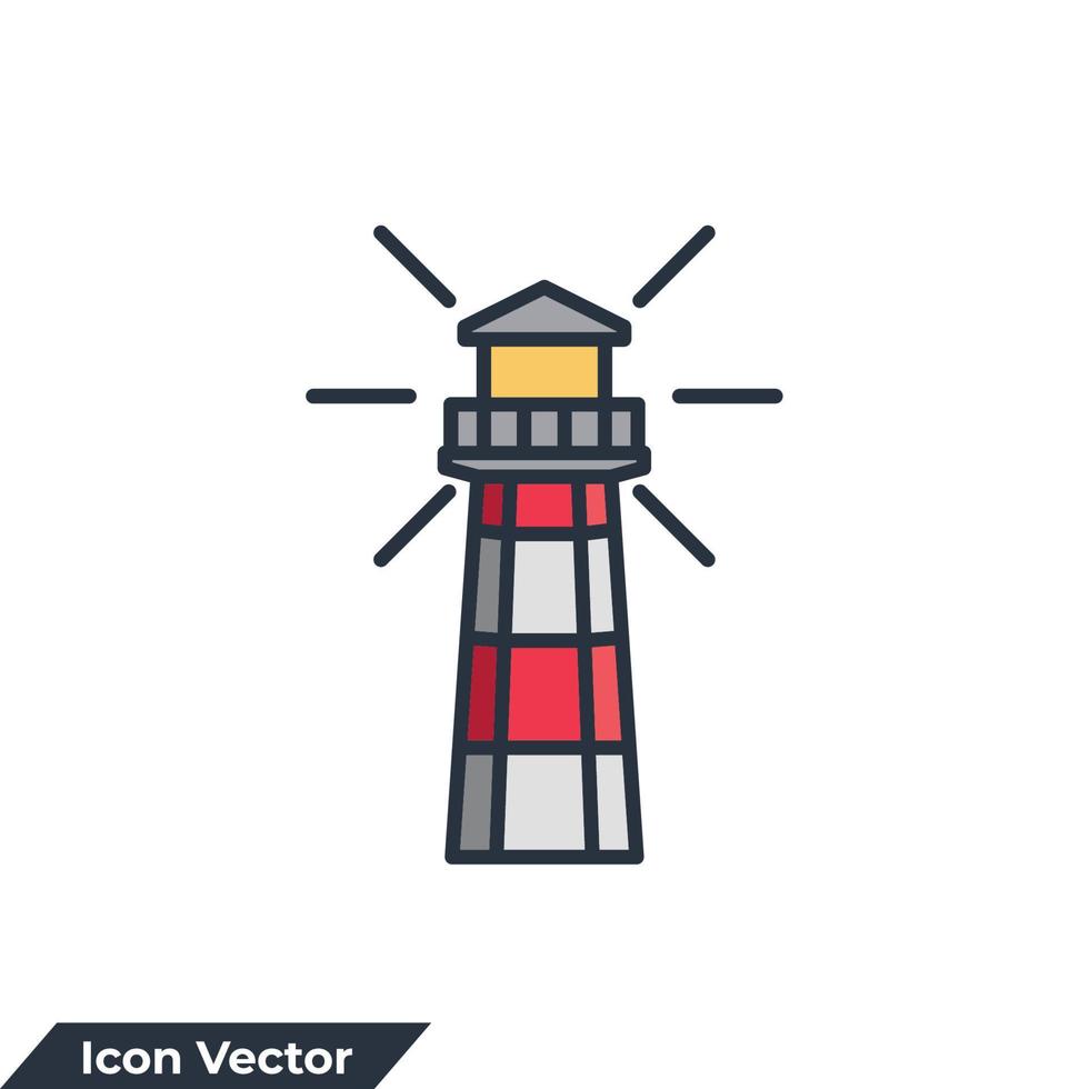 Ilustración de vector de logotipo de icono de edificio de casa ligera. plantilla de símbolo de faro para la colección de diseño gráfico y web