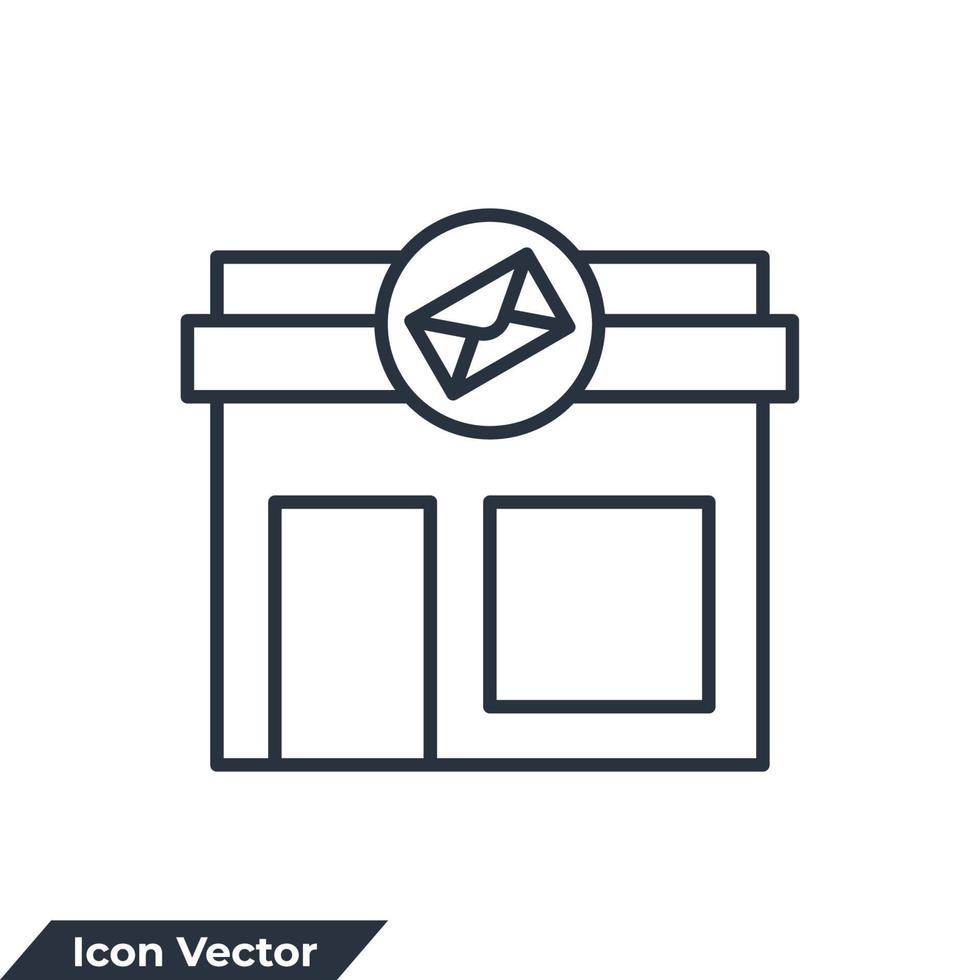 Ilustración de vector de logotipo de icono de edificio de oficina de correos. plantilla de símbolo de oficina de correos para la colección de diseño gráfico y web