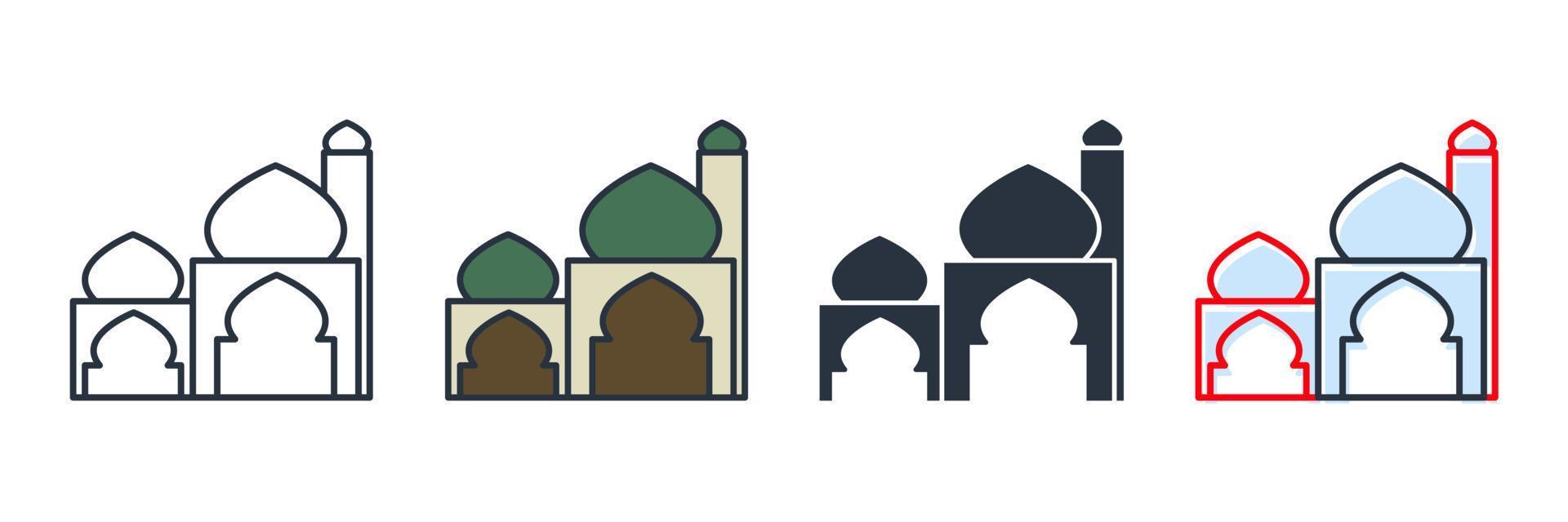 mosque building icon logo vector illustration. Moslem building symbol template for graphic and web design collection