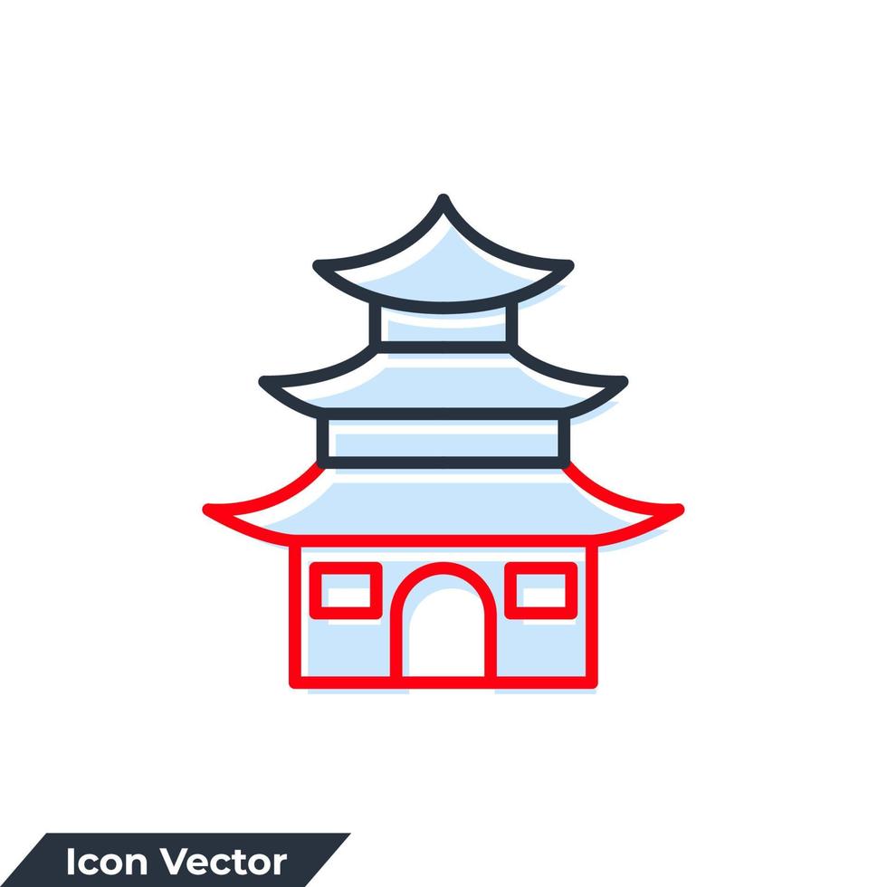 Ilustración de vector de logotipo de icono de pagoda. plantilla de símbolo de pagoda para la colección de diseño gráfico y web