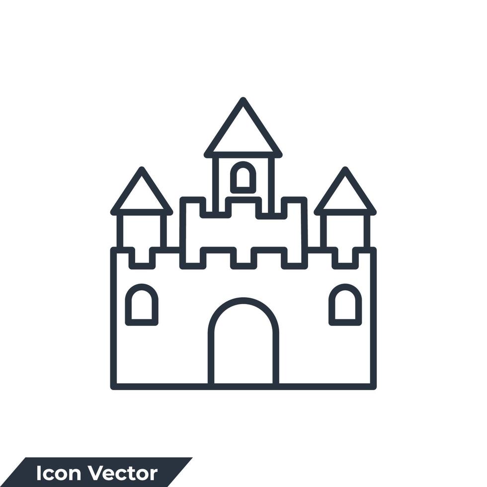 Ilustración de vector de logotipo de icono de edificio de castillo. plantilla de símbolo de castillo para la colección de diseño gráfico y web