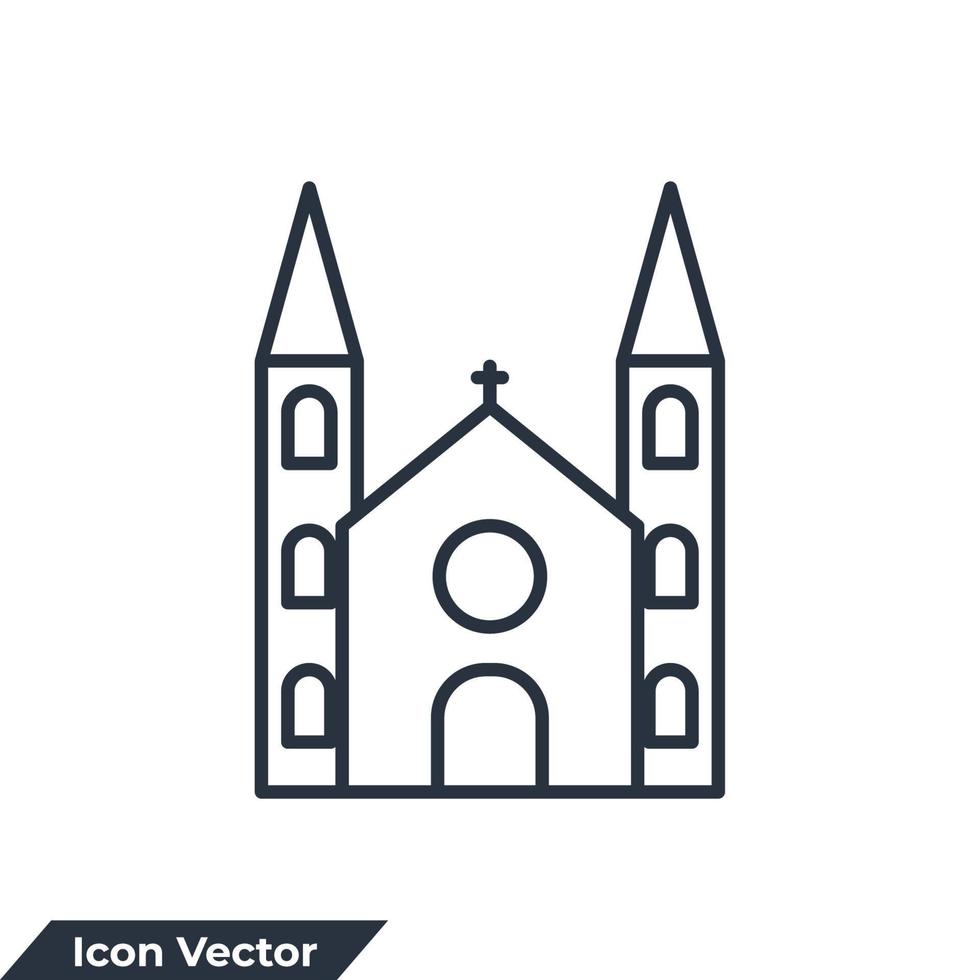 Ilustración de vector de logotipo de icono de edificio de iglesia. plantilla de símbolo de la iglesia para la colección de diseño gráfico y web