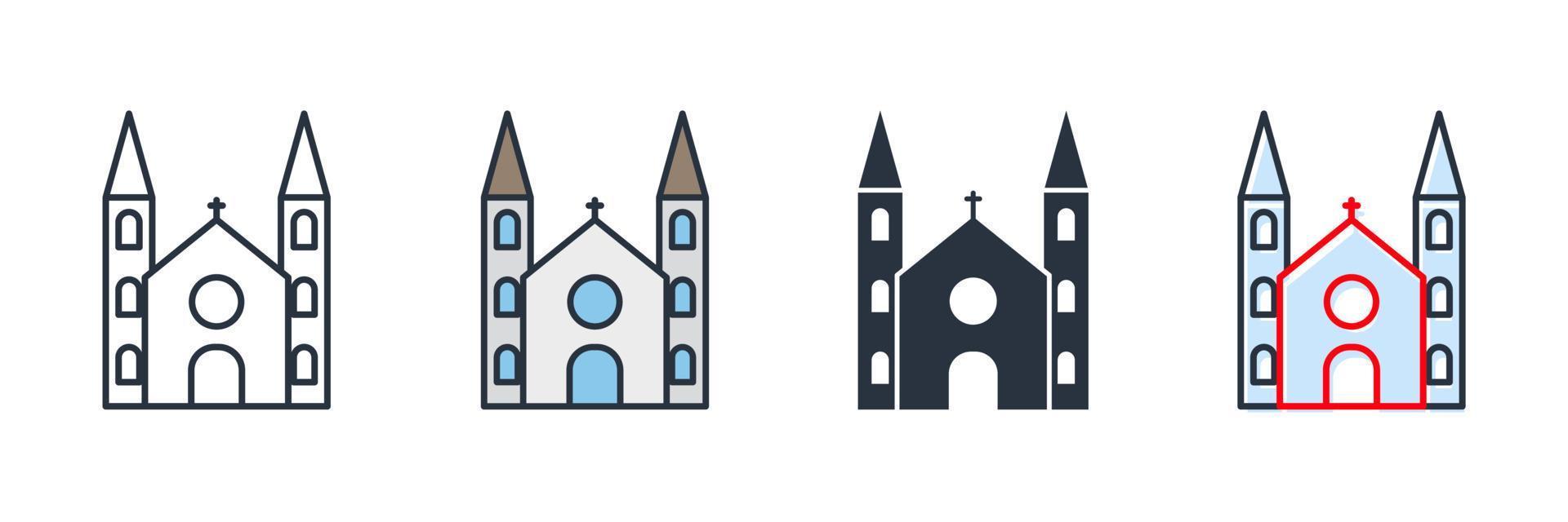 Ilustración de vector de logotipo de icono de edificio de iglesia. plantilla de símbolo de la iglesia para la colección de diseño gráfico y web