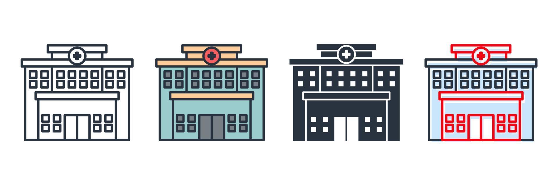 hospital building icon logo vector illustration. hospital symbol template for graphic and web design collection