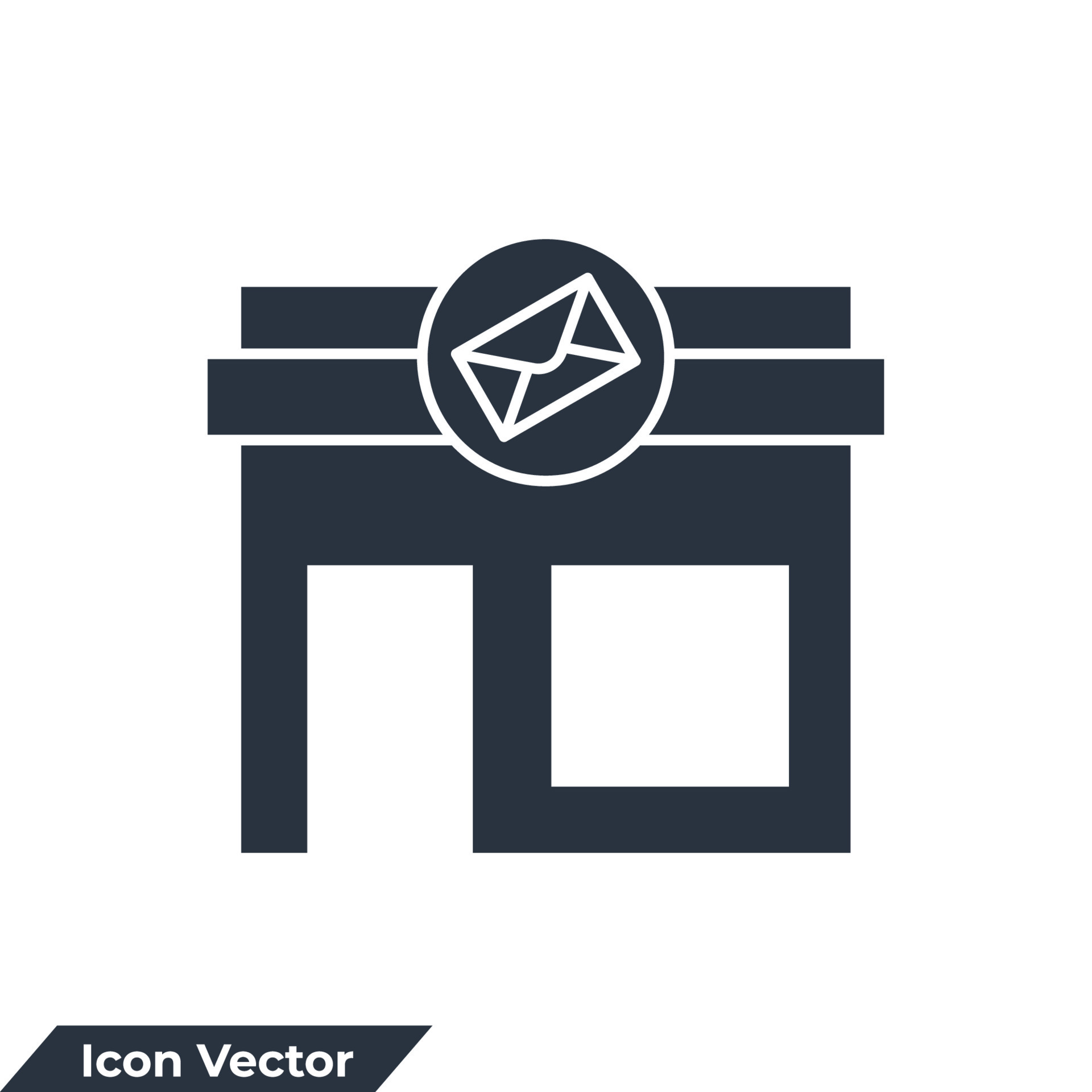 post office building icon logo vector illustration. post office symbol