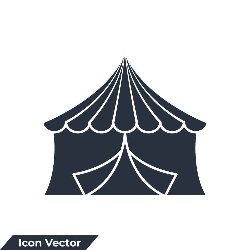 Ilustración de vector de logotipo de icono de carpa de circo. plantilla de símbolo de construcción de carpa de circo para colección de diseño gráfico y web