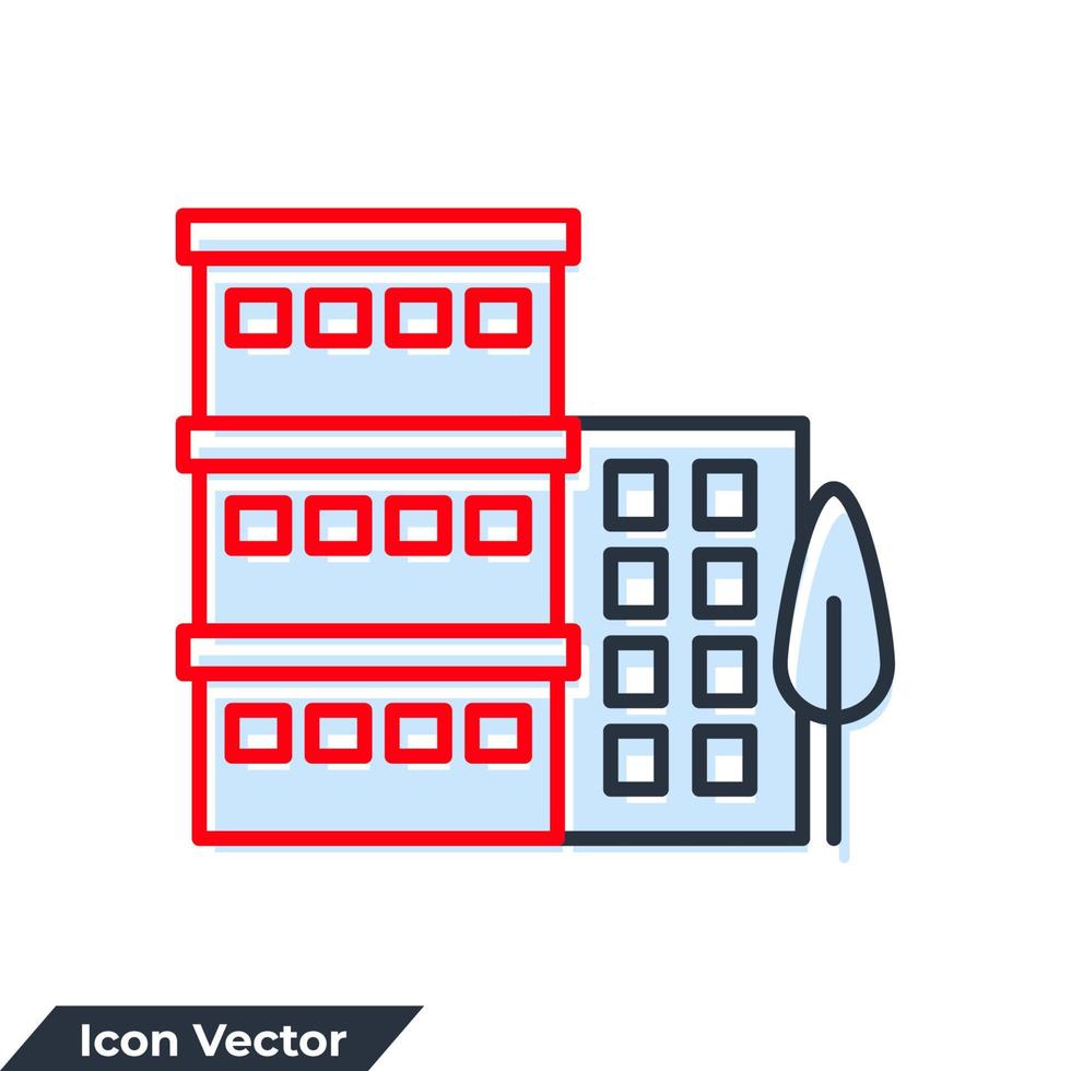 condo building icon logo vector illustration. Architecture building symbol template for graphic and web design collection