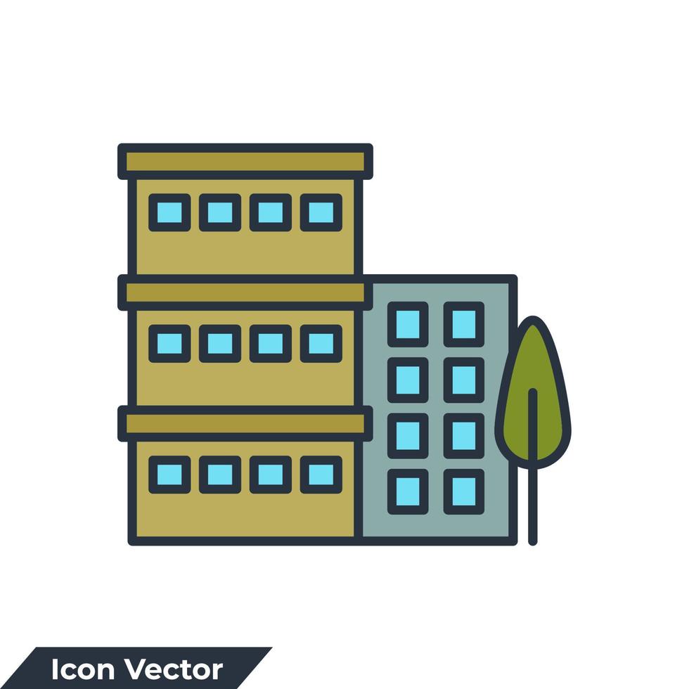 condo building icon logo vector illustration. Architecture building symbol template for graphic and web design collection