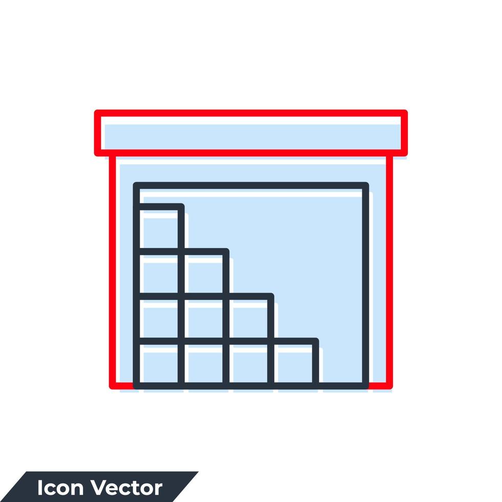 warehouse building icon logo vector illustration. Storehouse symbol template for graphic and web design collection