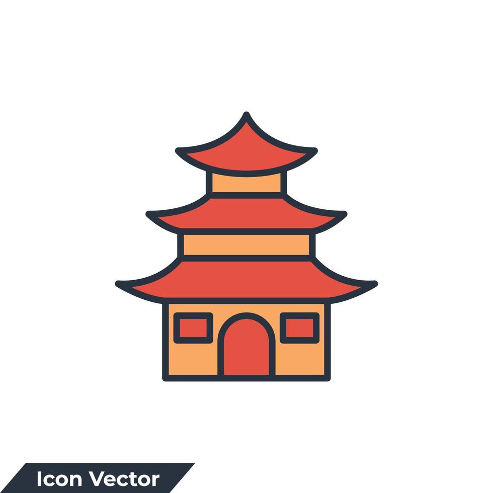 Ilustración de vector de logotipo de icono de pagoda. plantilla de símbolo de pagoda para la colección de diseño gráfico y web