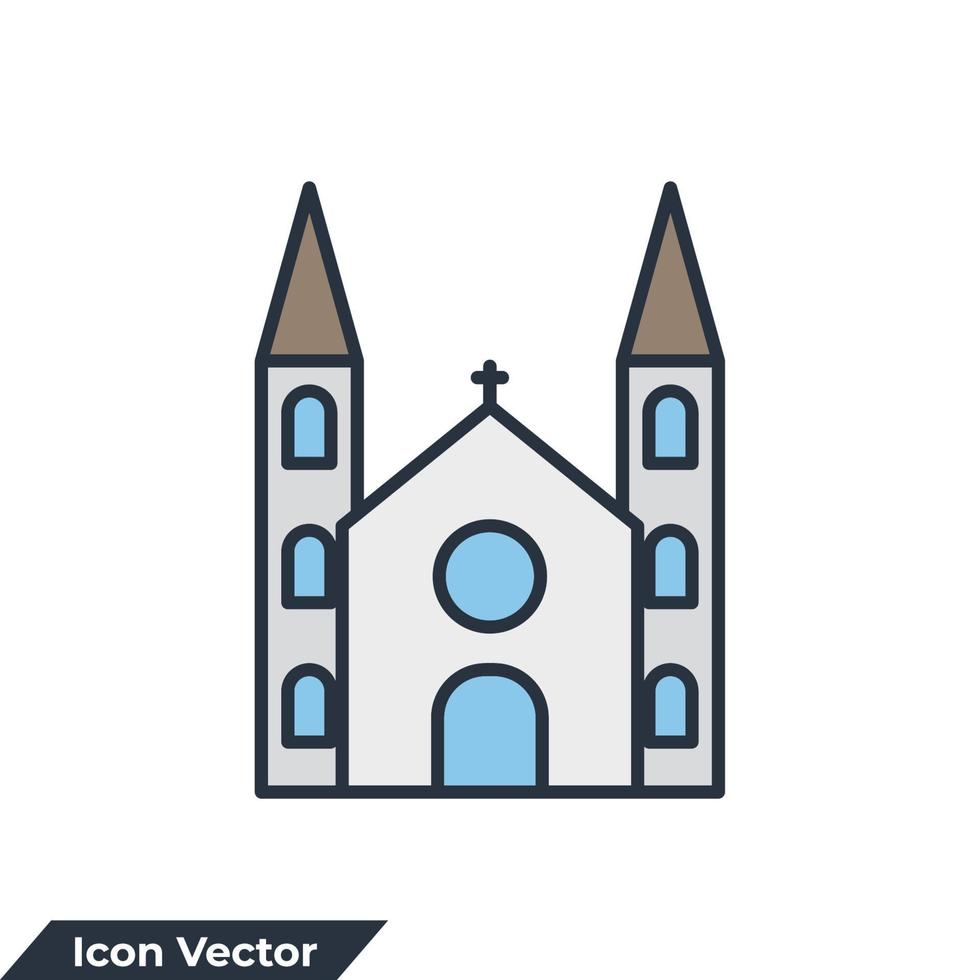 Ilustración de vector de logotipo de icono de edificio de iglesia. plantilla de símbolo de la iglesia para la colección de diseño gráfico y web