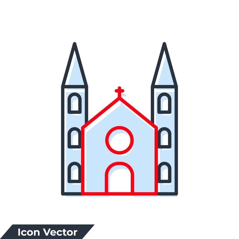 Ilustración de vector de logotipo de icono de edificio de iglesia. plantilla de símbolo de la iglesia para la colección de diseño gráfico y web