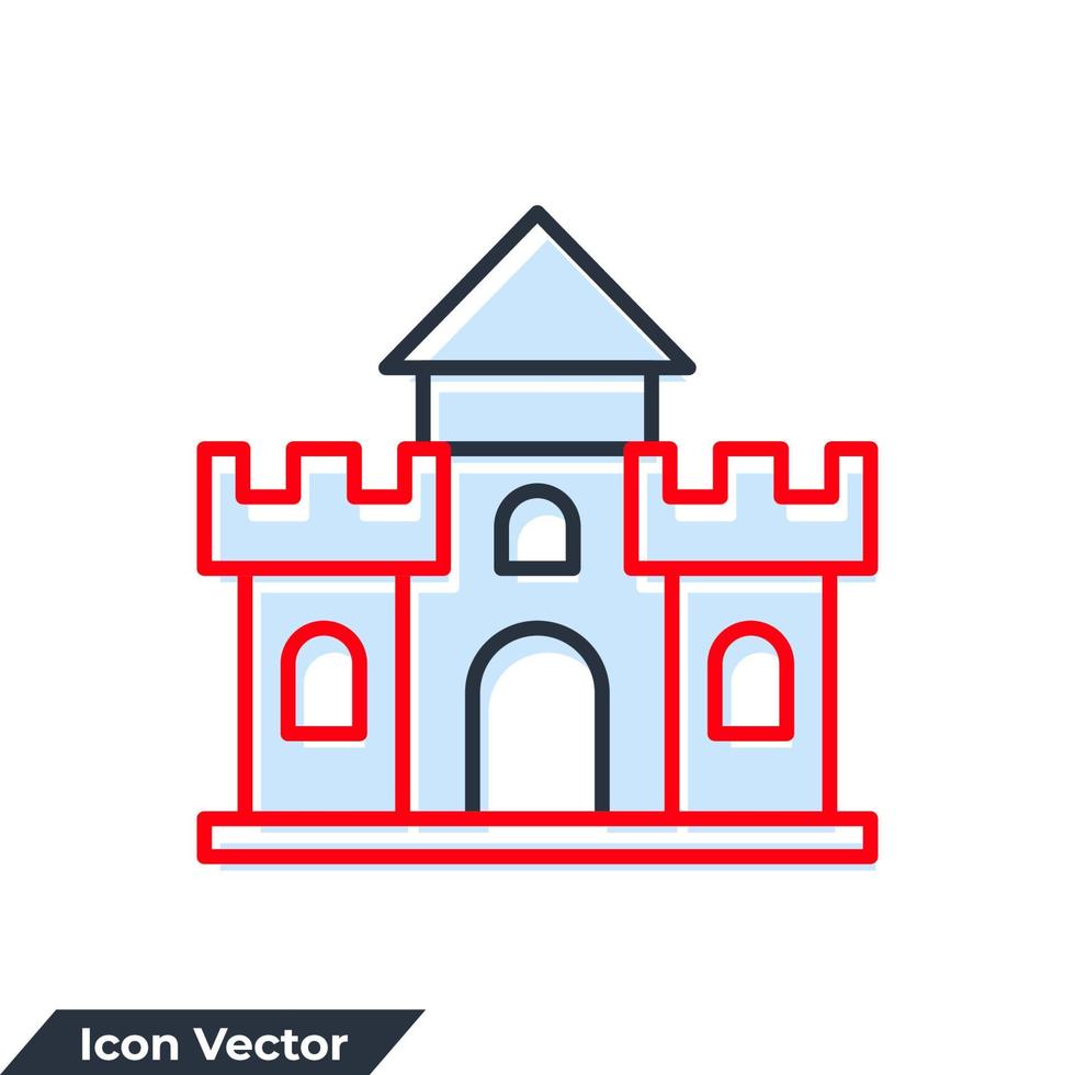Ilustración de vector de logotipo de icono de edificio de fortaleza. plantilla de símbolo de fortaleza para la colección de diseño gráfico y web