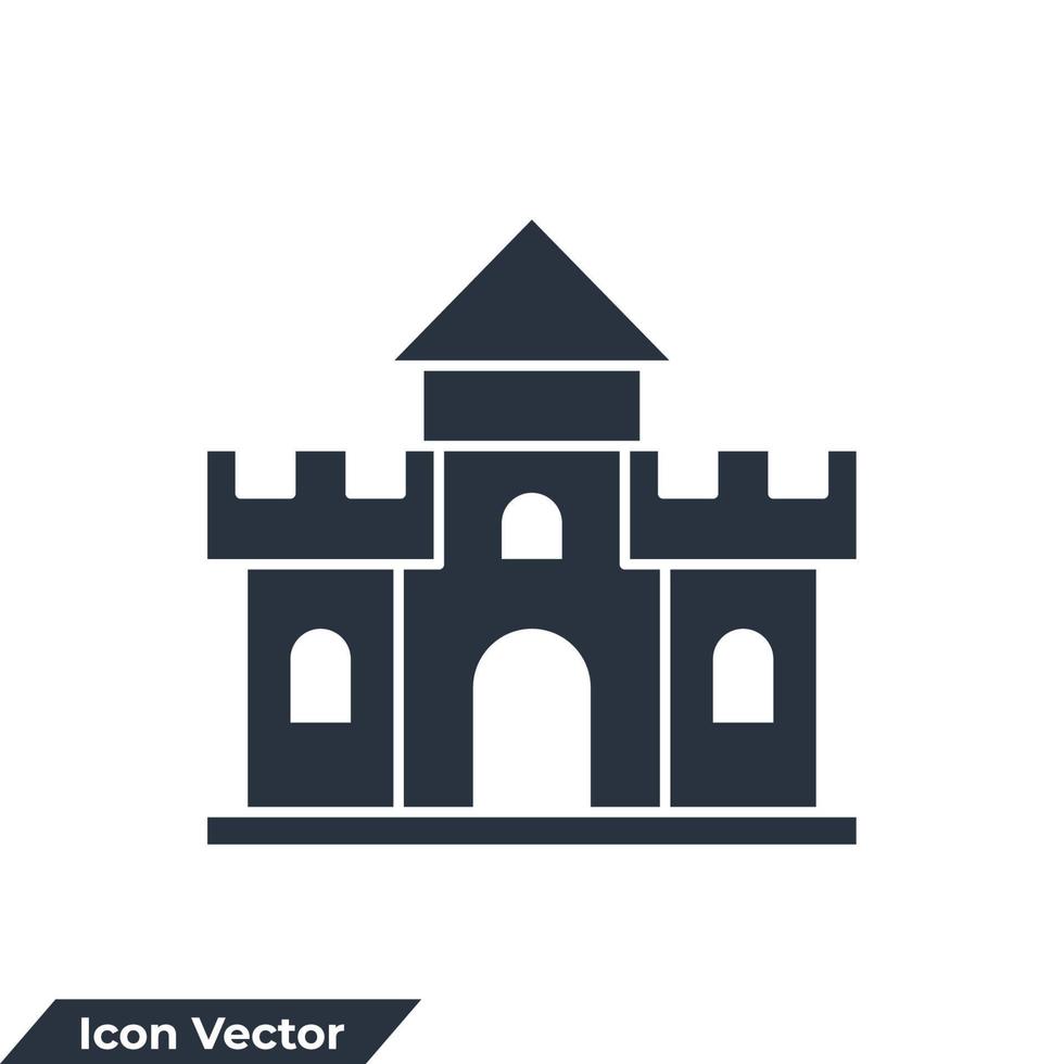 Ilustración de vector de logotipo de icono de edificio de fortaleza. plantilla de símbolo de fortaleza para la colección de diseño gráfico y web