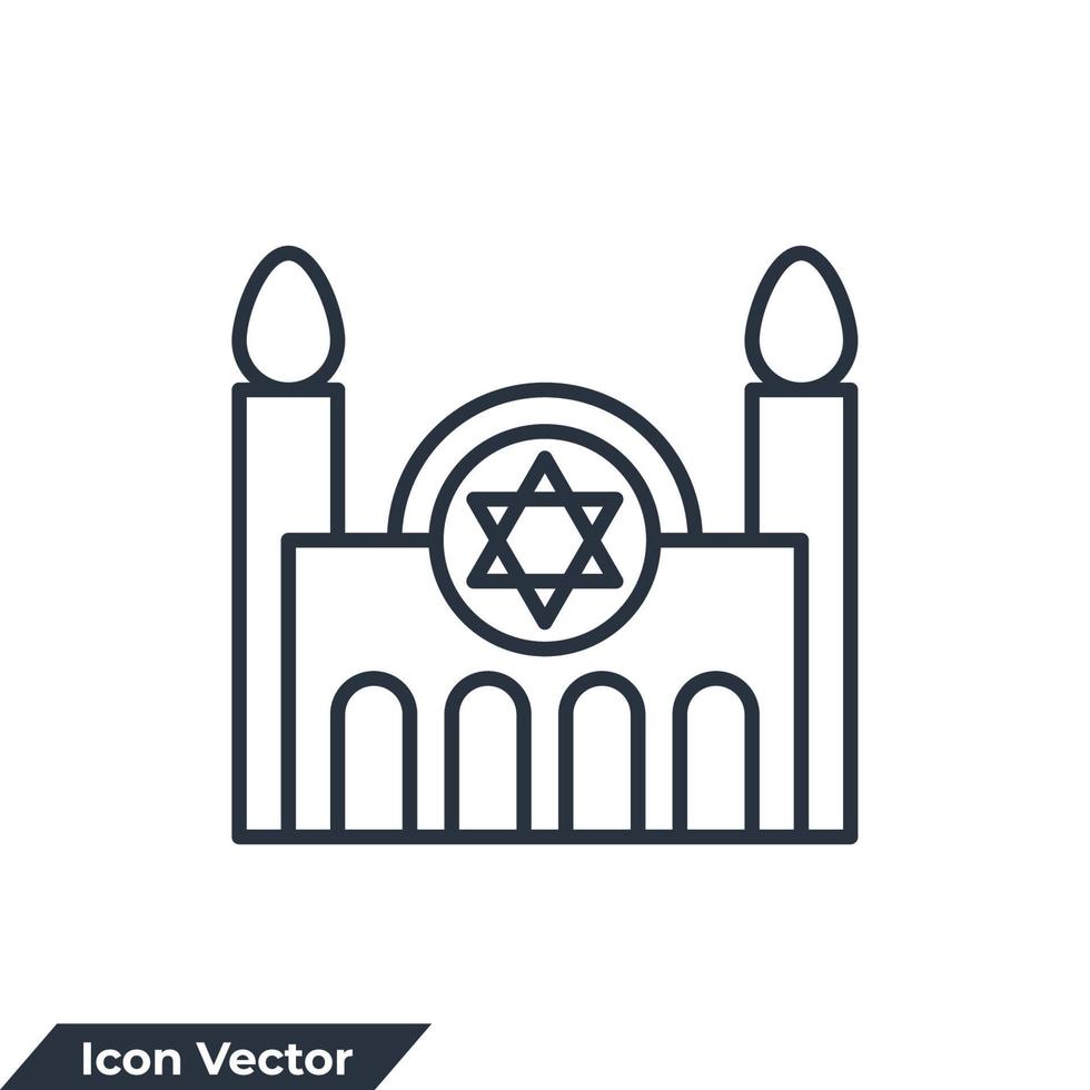 sinagoga edificio icono logo vector ilustración. plantilla de símbolo de la casa de adoración judía para la colección de diseño gráfico y web
