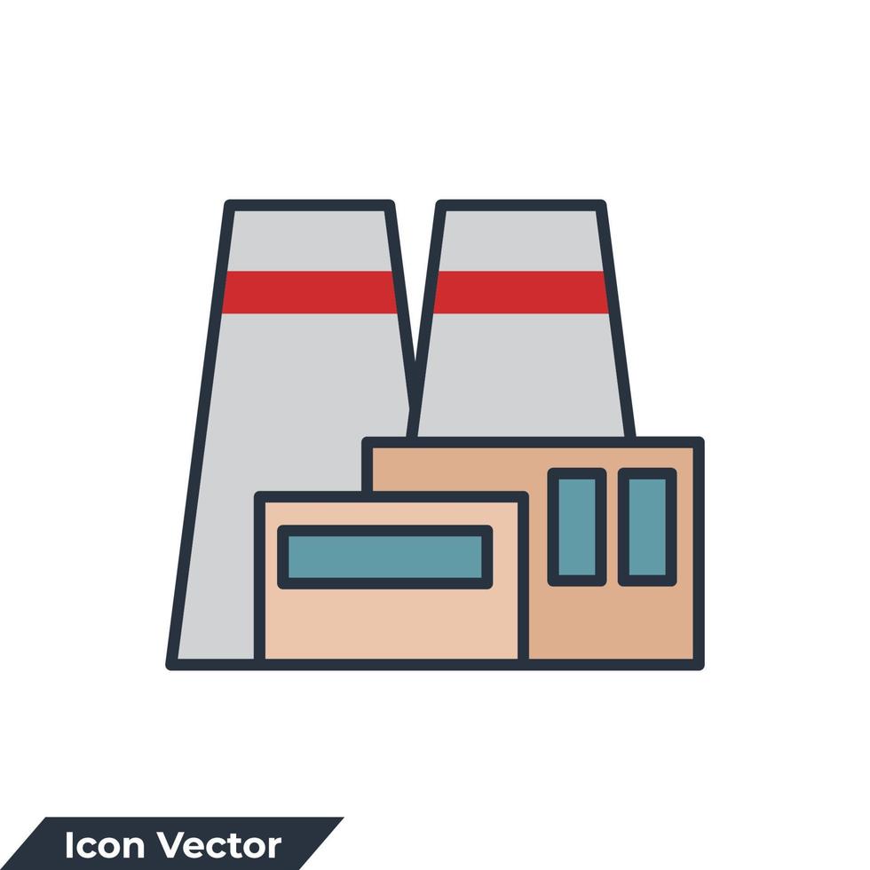 Ilustración de vector de logotipo de icono de edificio de fábrica. plantilla de símbolo de edificio industrial para la colección de diseño gráfico y web