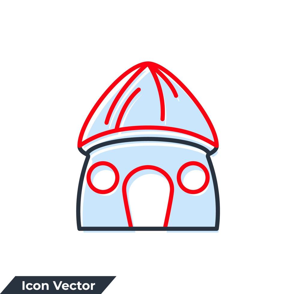 Ilustración de vector de logotipo de icono de bungalow de verano. plantilla de símbolo de bungalow para la colección de diseño gráfico y web