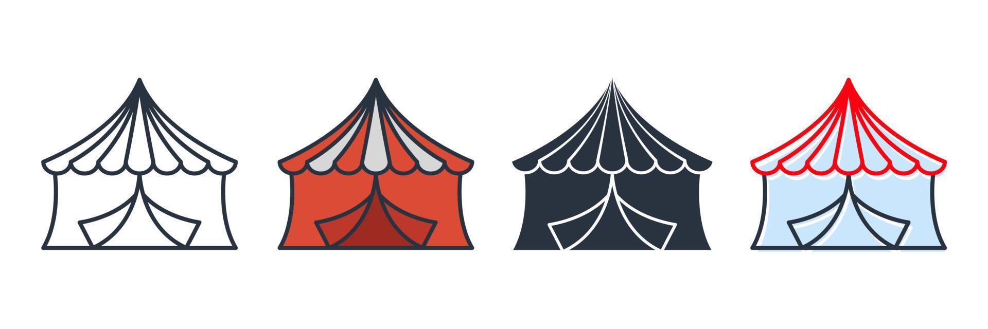 Ilustración de vector de logotipo de icono de carpa de circo. plantilla de símbolo de construcción de carpa de circo para colección de diseño gráfico y web