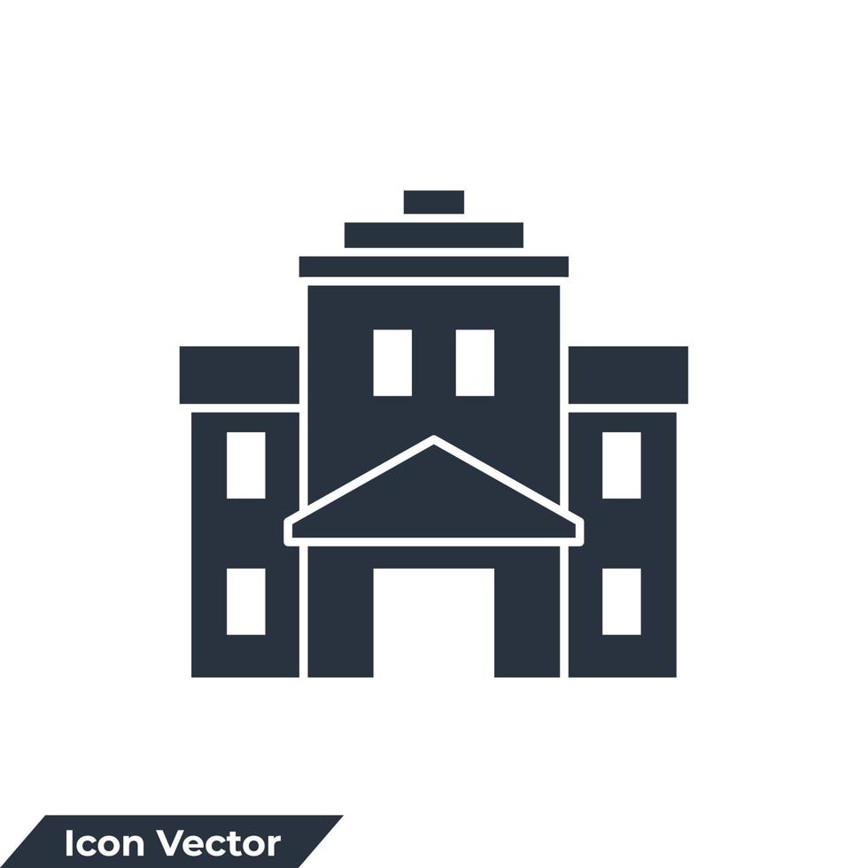 Ilustración de vector de logotipo de icono de edificio escolar. plantilla de símbolo de escuela secundaria para colección de diseño gráfico y web