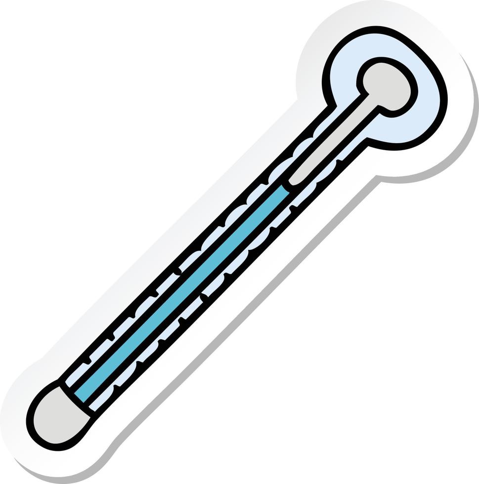 sticker of a quirky hand drawn cartoon thermometer vector