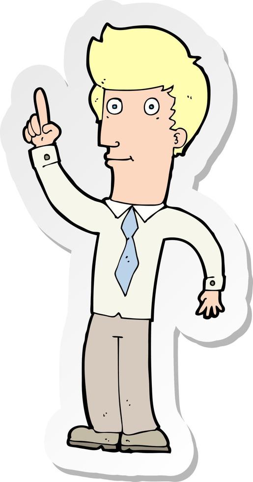 sticker of a cartoon friendly man with idea vector
