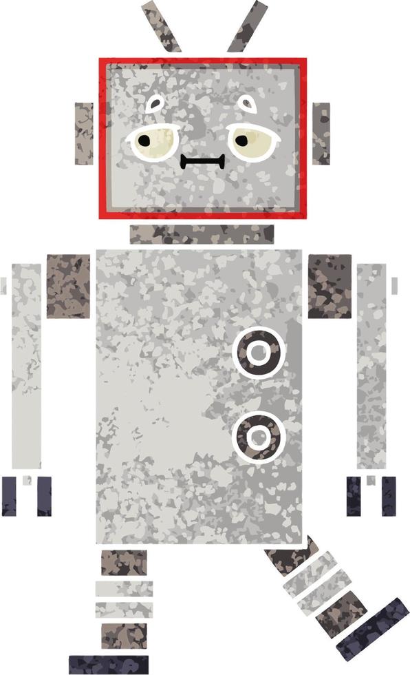 retro illustration style cartoon robot vector