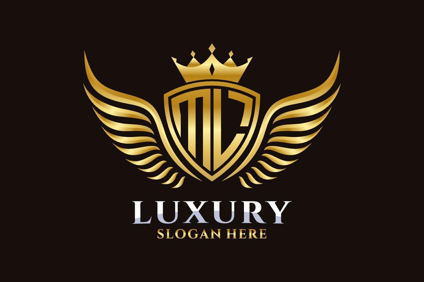 Luxury royal wing Letter ML crest Gold color Logo vector, Victory logo, crest logo, wing logo, vector logo template.