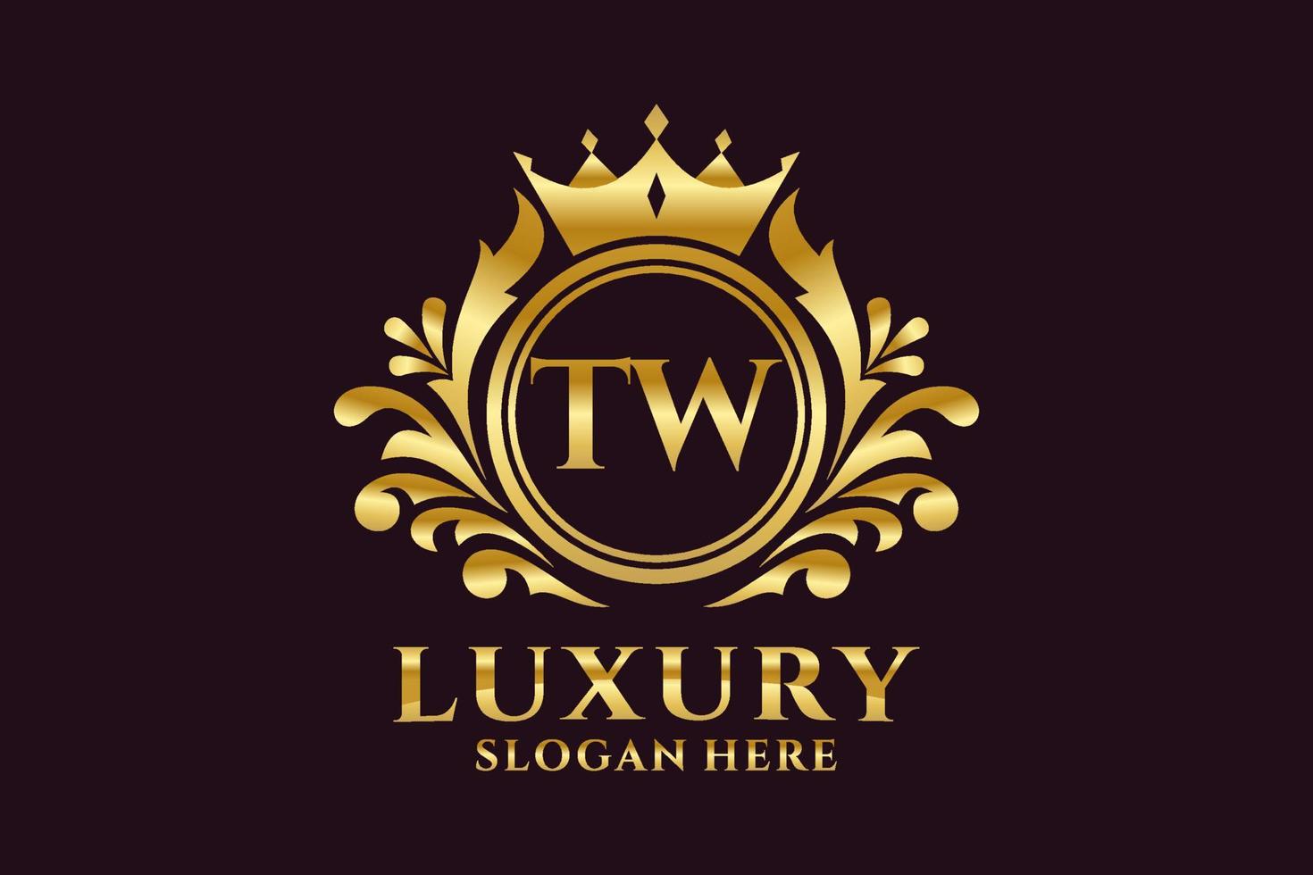 Initial TW Letter Royal Luxury Logo template in vector art for luxurious branding projects and other vector illustration.