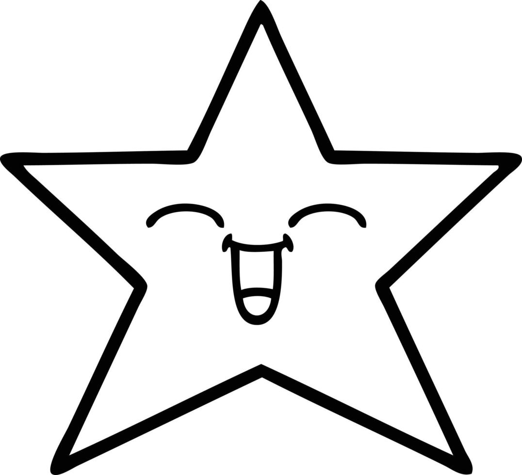 line drawing cartoon gold star vector