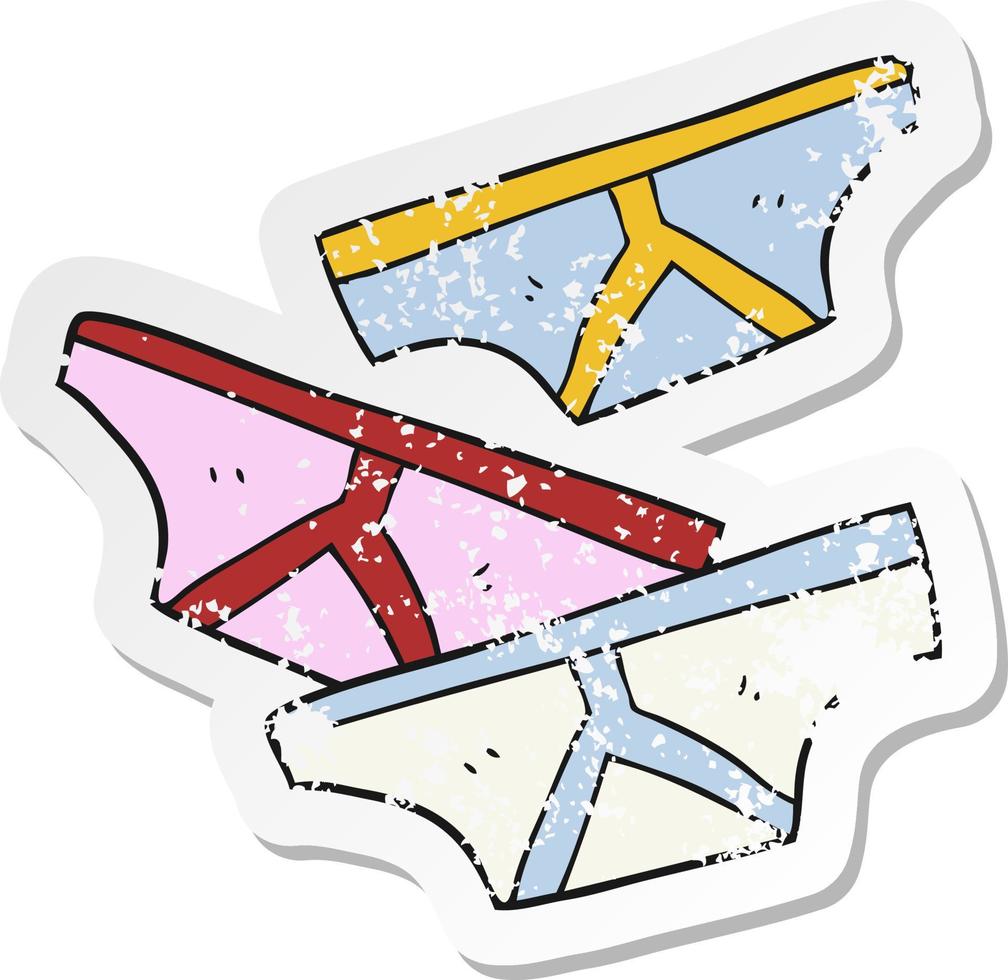retro distressed sticker of a cartoon underpants vector