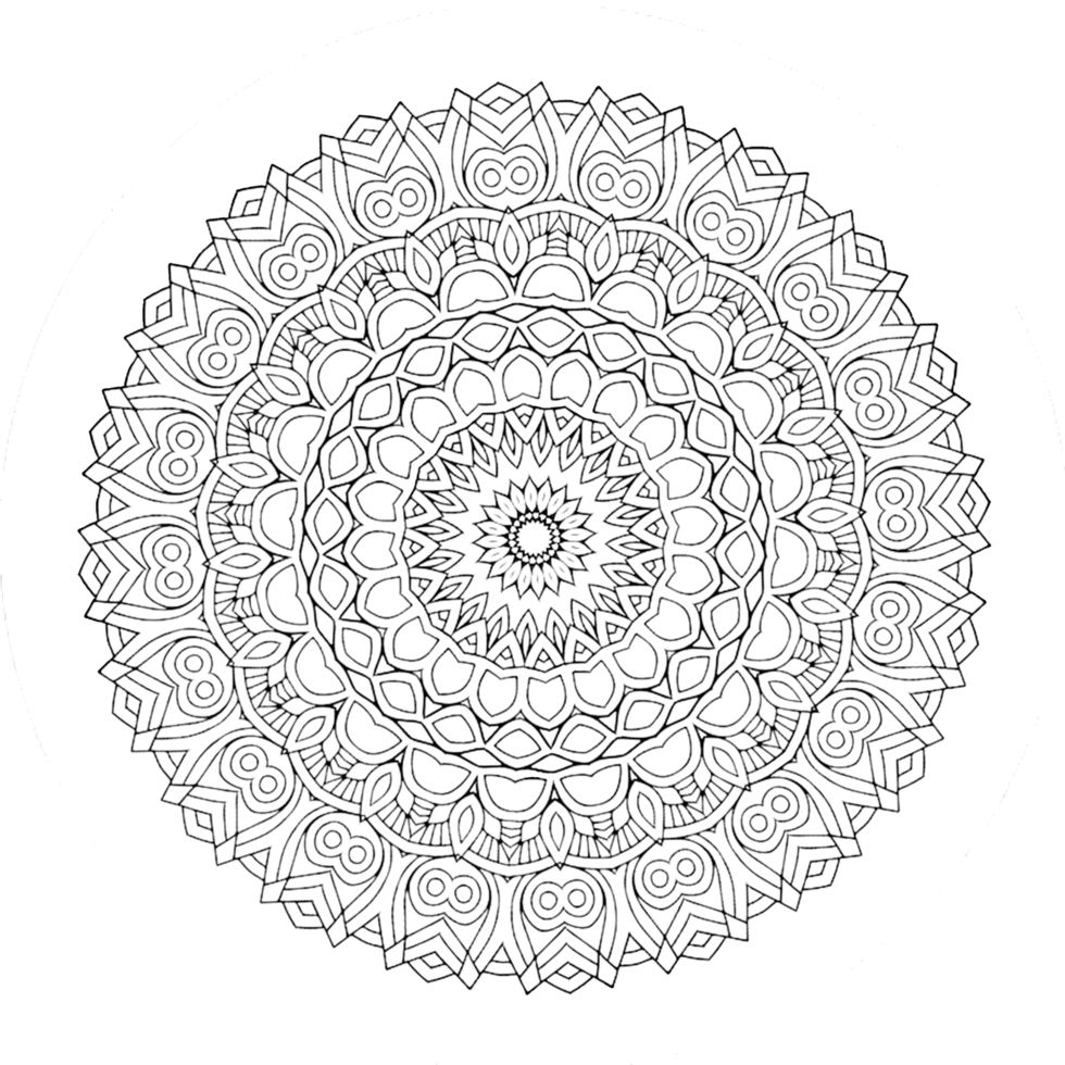 Mandala-Muster-Malbuch-Kunst-Tapeten-Design, Fliesenmuster, Grußkarte, Aufkleber, Spitze und Tätowierung. Dekoration für die Innenarchitektur. png