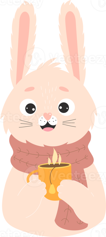 Cute rabbit with cup png