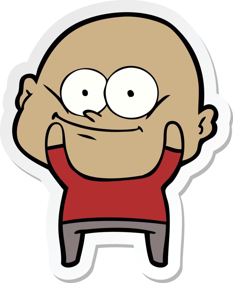 sticker of a cartoon bald man staring vector